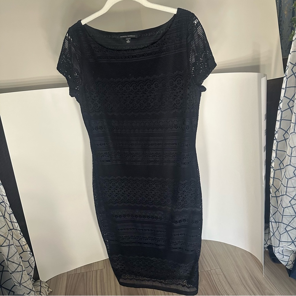 Banana Republic Black Midi Lace Dress